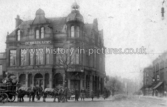 The Denmark Arms Public House, Barking Road, East Ham, London. c.1908.